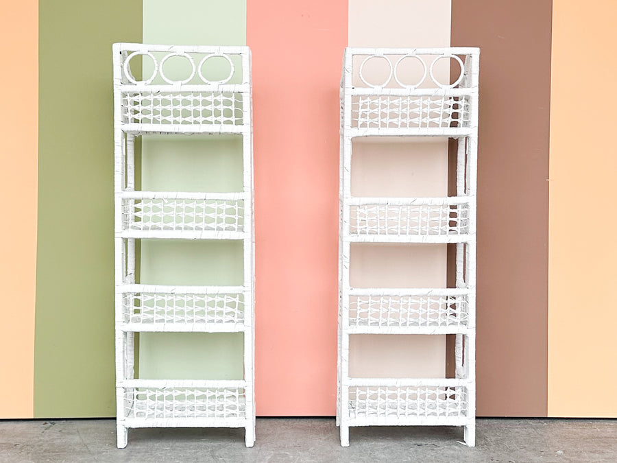 Pair of Sweet Wicker Etageres