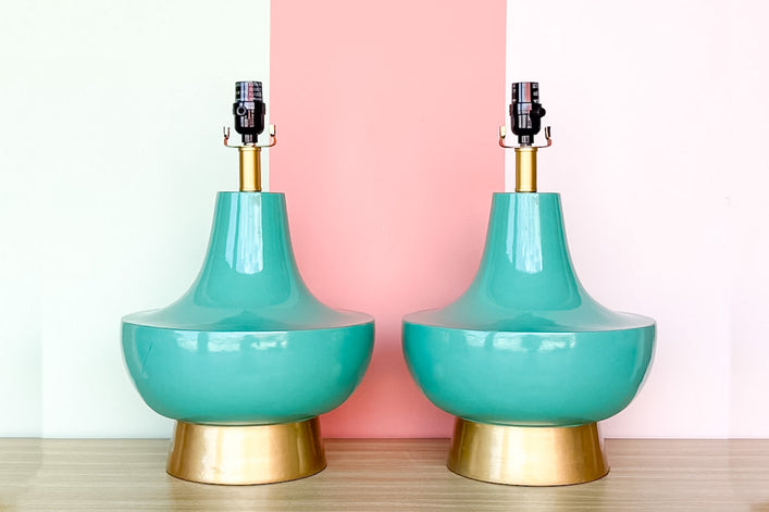 Pair of Mod Turquoise Lamps