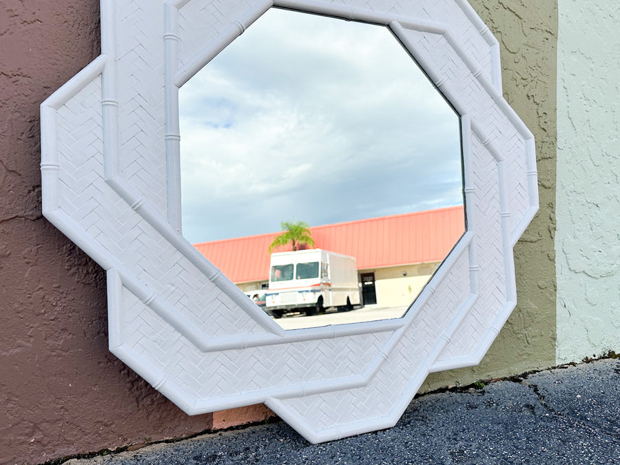 Faux Bamboo Octagon Mirror