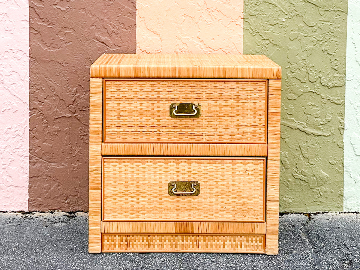 Coastal Rattan Wrapped Nightstand