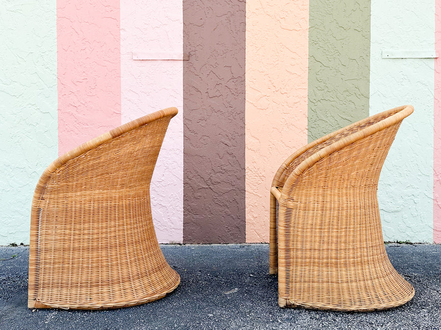 Pair of Cute Wicker Barrel Chairs