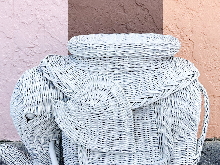 Wicker Elephant Garden Seat