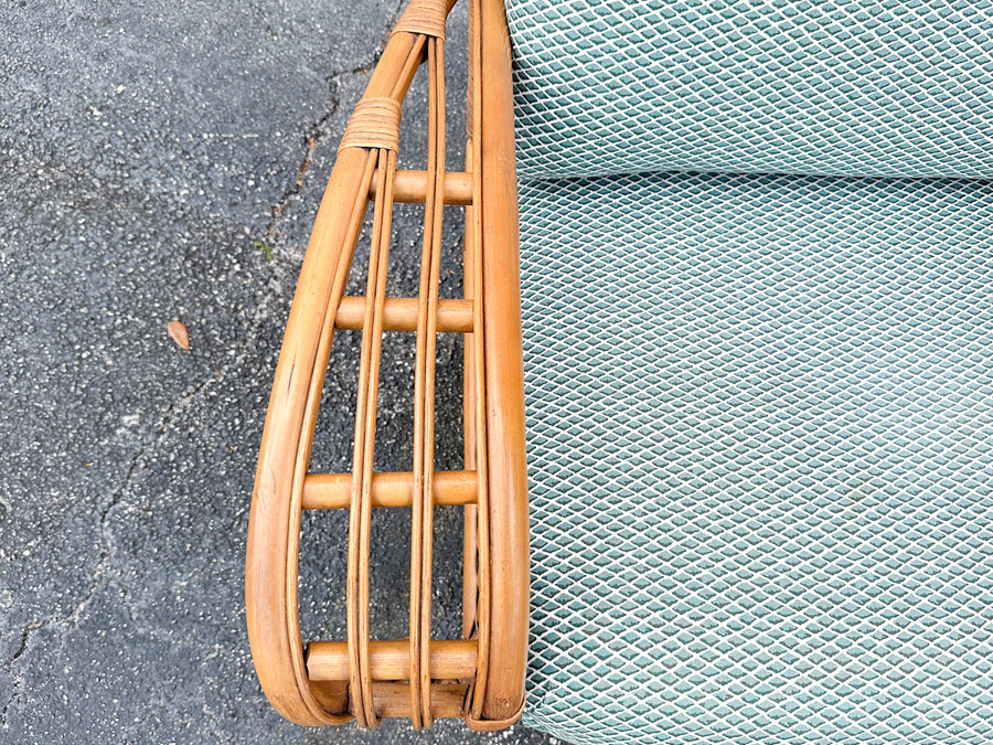 Pair of Coastal Rattan Ficks Reed Lounge Chairs