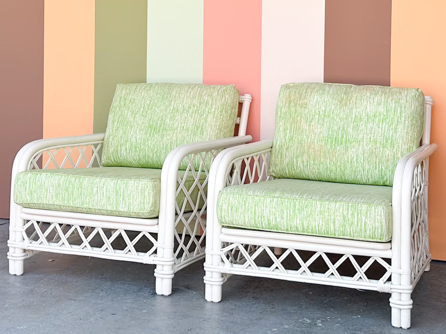 Pair of Ficks Reed Rattan Lounge Chairs
