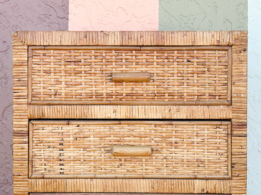 Island Style Rattan Wrapped Tall Chest