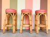 Set of Three Old Florida Rattan Bar Stools
