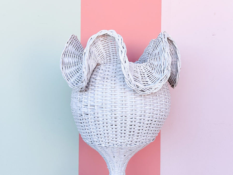 Ruffle Wicker Plant Stand