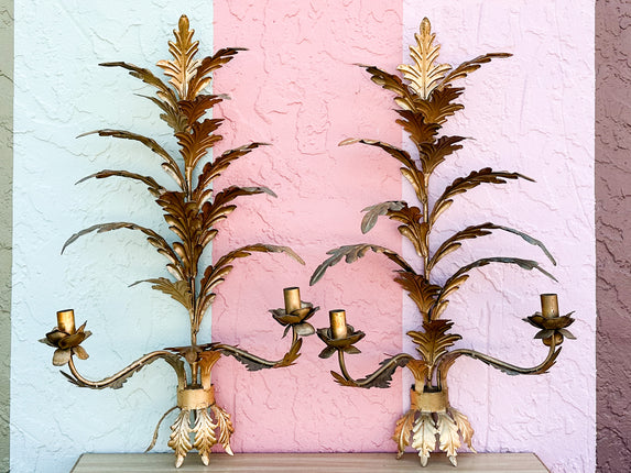 Pair of Hollywood Regency Style Wall Sconces