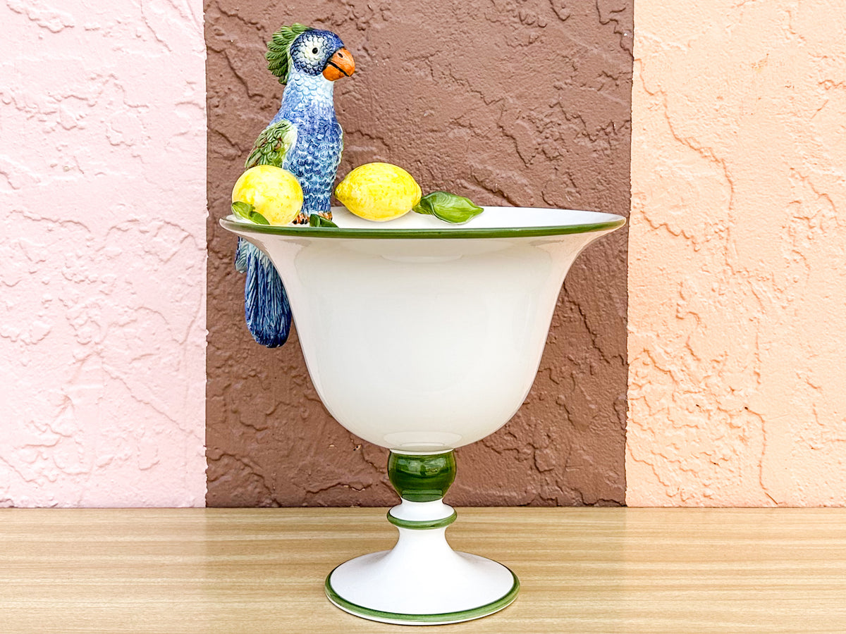 Italian Parrot and Lemon Pedestal Bowl