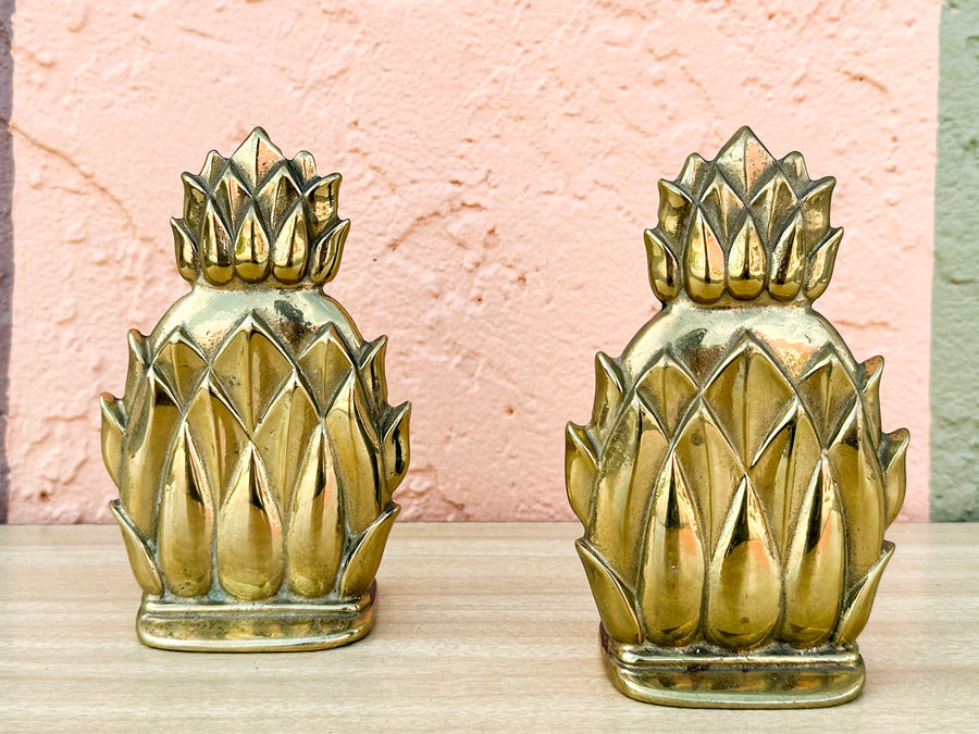 Pair of Brass Pineapple Bookends