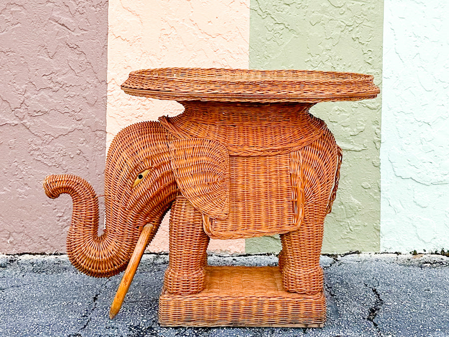 Natural Wicker Elephant Garden Seat