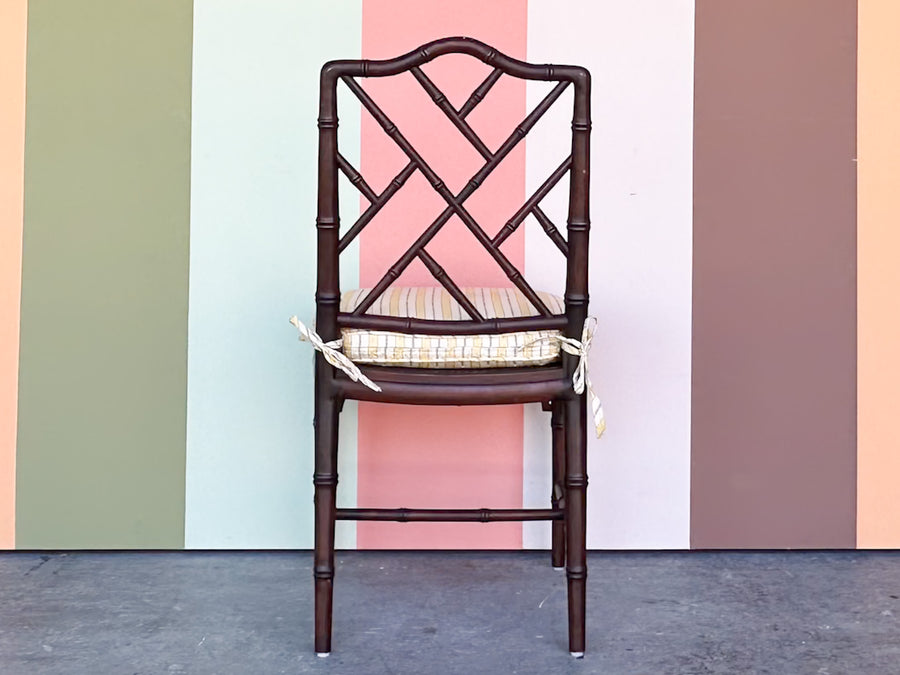 Chippendale Faux Bamboo and Cane Side Chair