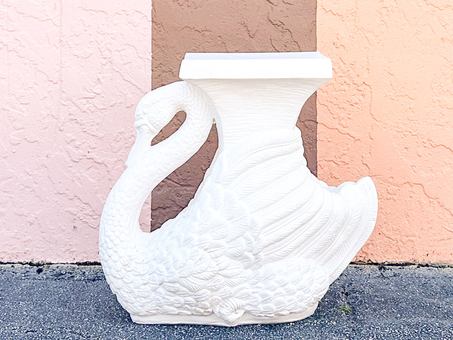 Plaster Swan Life Garden Seat