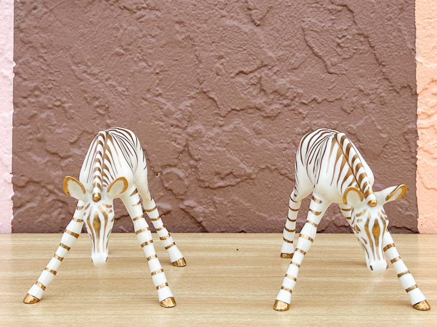 Pair of Gold Lenox Zebras