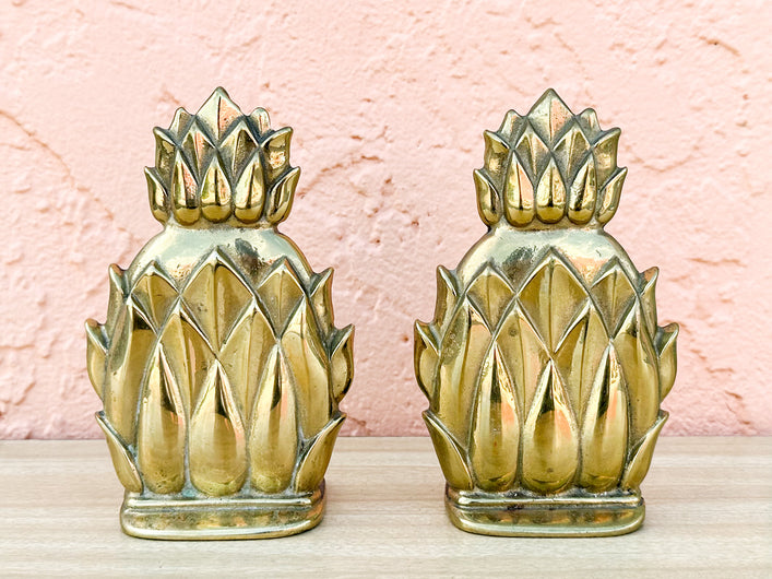 Pair of Brass Pineapple Bookends