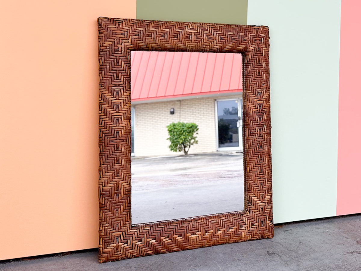 Petite Woven Rattan Mirror
