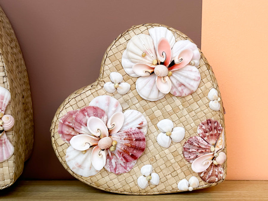 Pair of Heart Shaped Shell Boxes