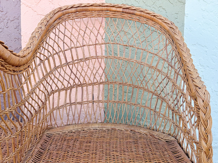 Braided Rattan Kissing Bench