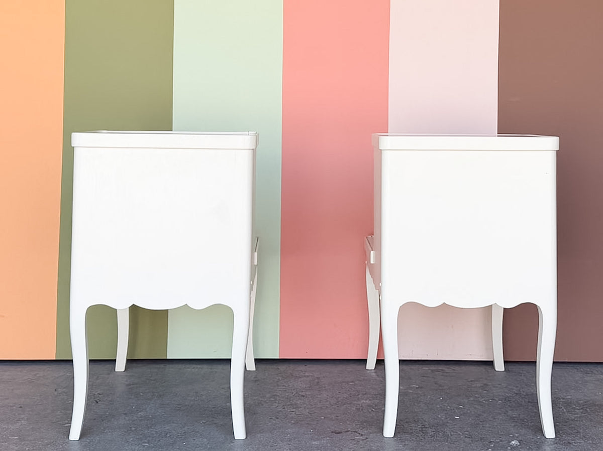 Pair of Wood and Marble French Provencial Side Tables