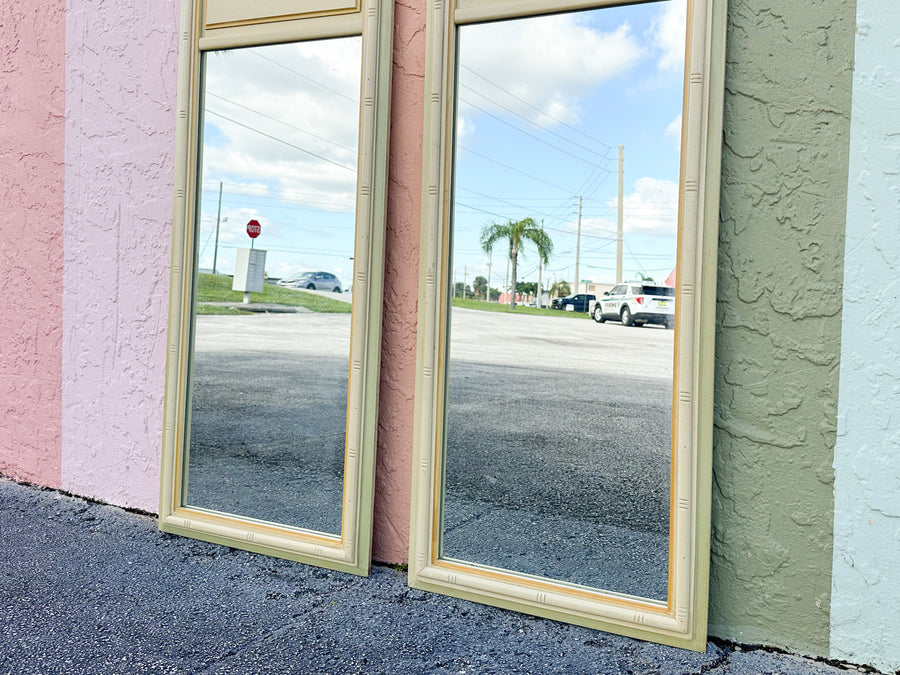Pair of Yellow Faux Bamboo Mirrors