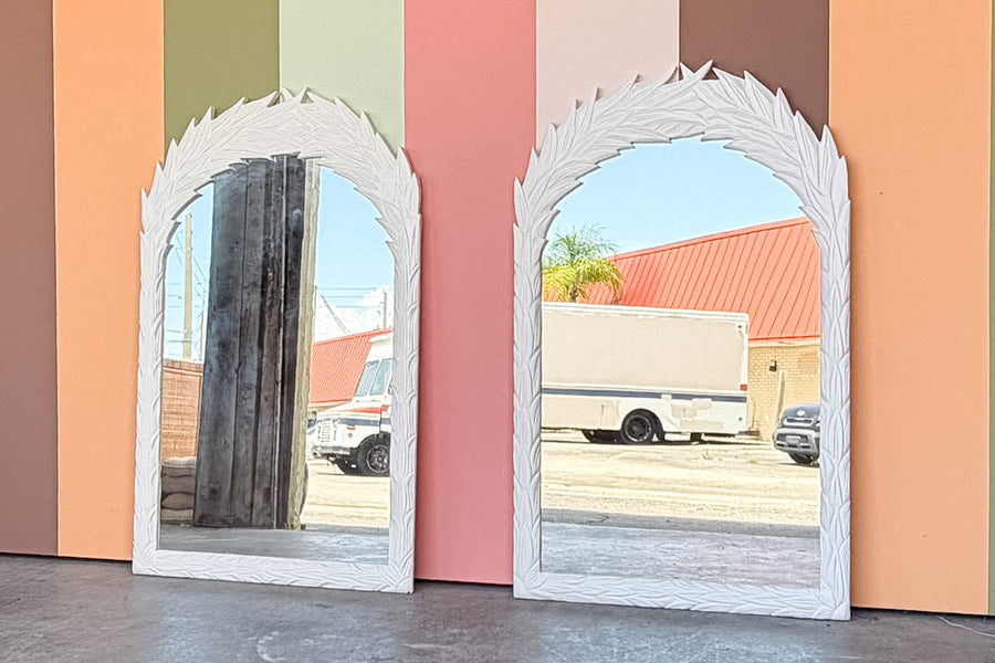 Pair of Newly Painted Palm Frond Mirrors
