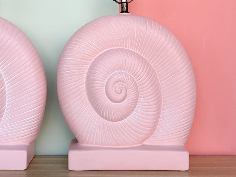 Pair of Pink Nautilus Lamps