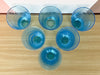 Set of Six Turquoise Bubble Glassware