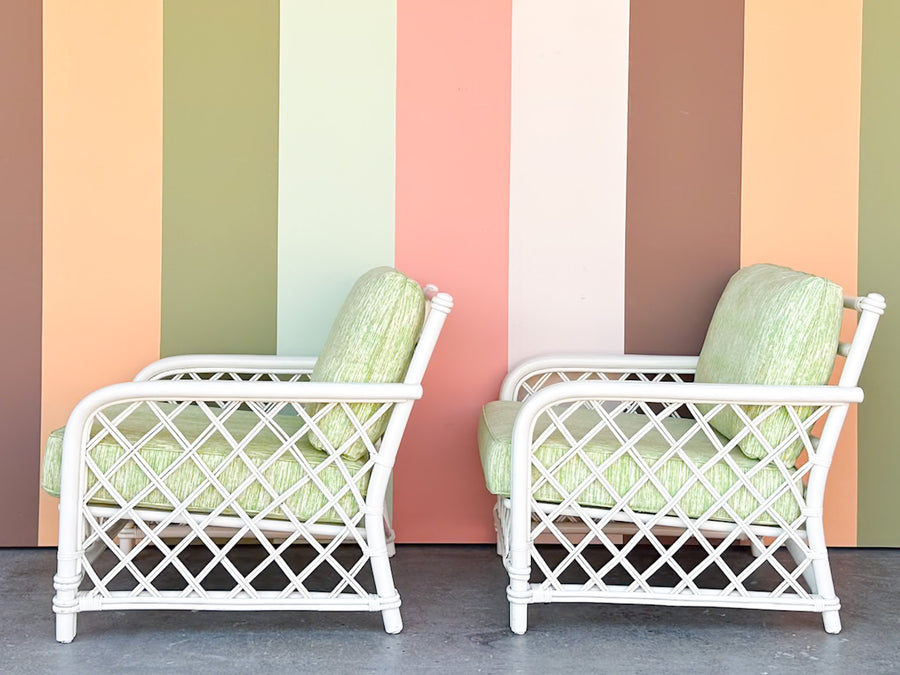 Pair of Ficks Reed Rattan Lounge Chairs