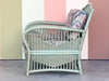 Seafoam Green Ficks Reed Rattan Lounge Chair and Ottoman