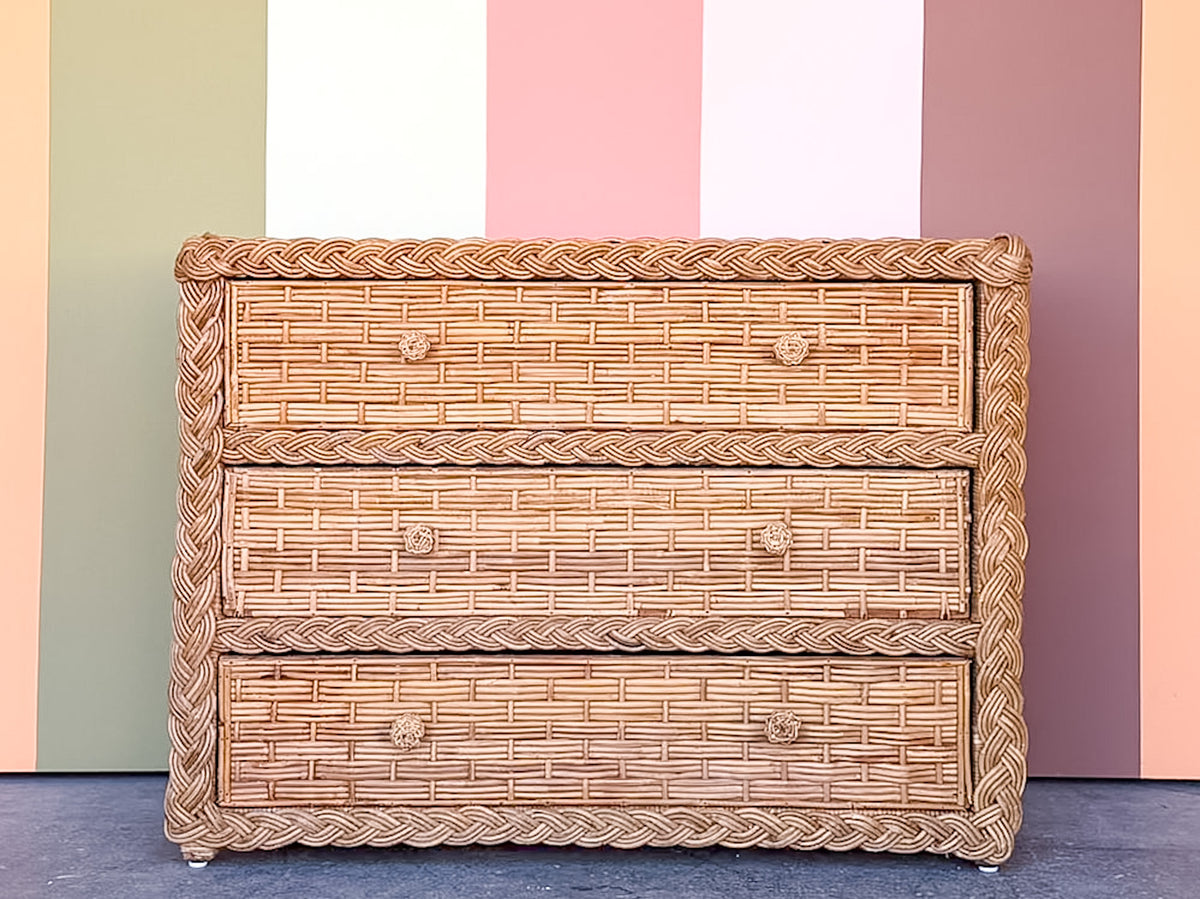 Braided Rattan Wrapped Chest