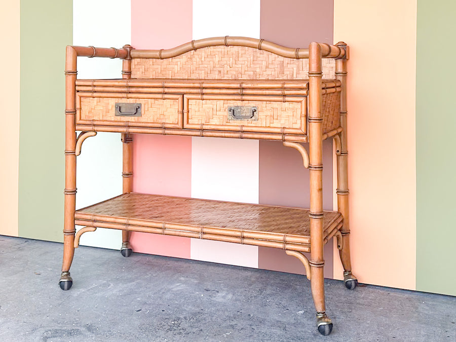 Old Florida Dixie Rattan Bar on Casters