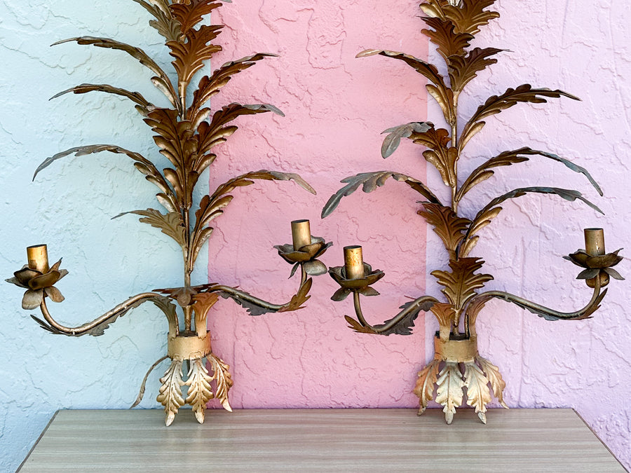 Pair of Hollywood Regency Style Wall Sconces