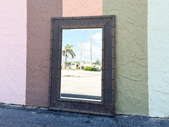 West Indies Style Faux Bamboo and Rattan Mirror