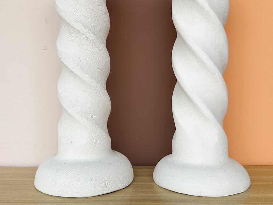 Pair of 80s Chic Plaster Swirl Lamps