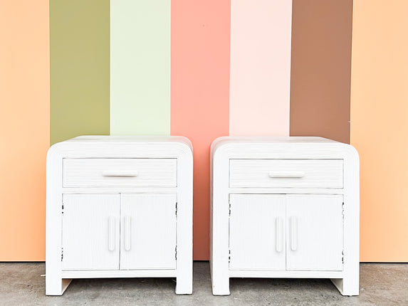 Pair of Coastal Chic Pencil Reed Nightstands