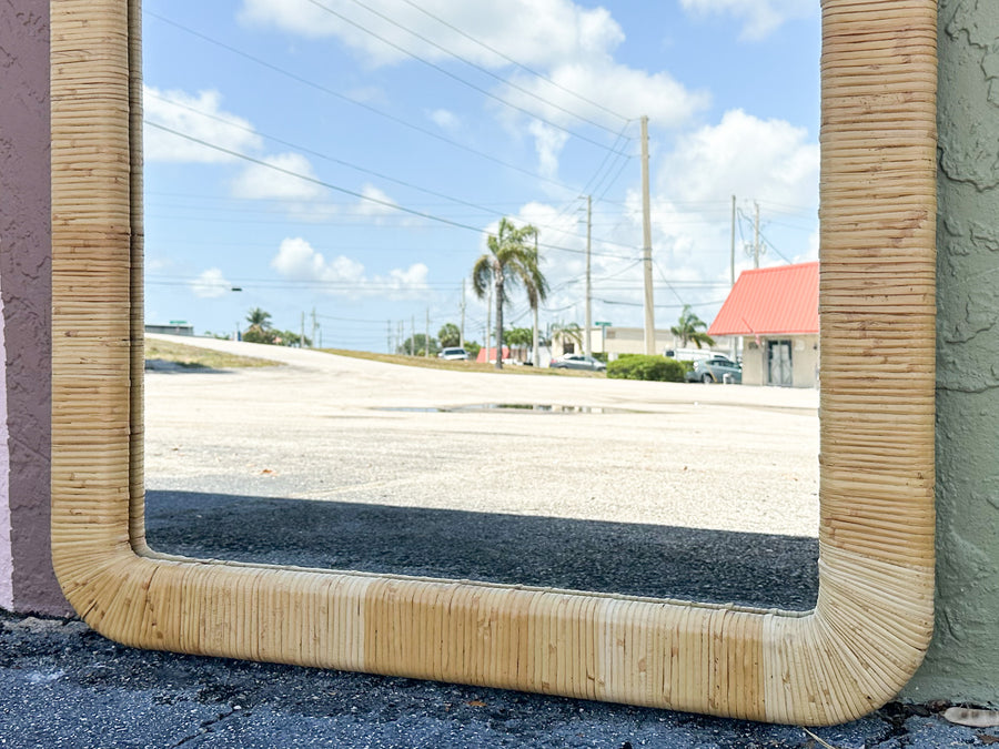 Large Rattan Wrapped Mirror