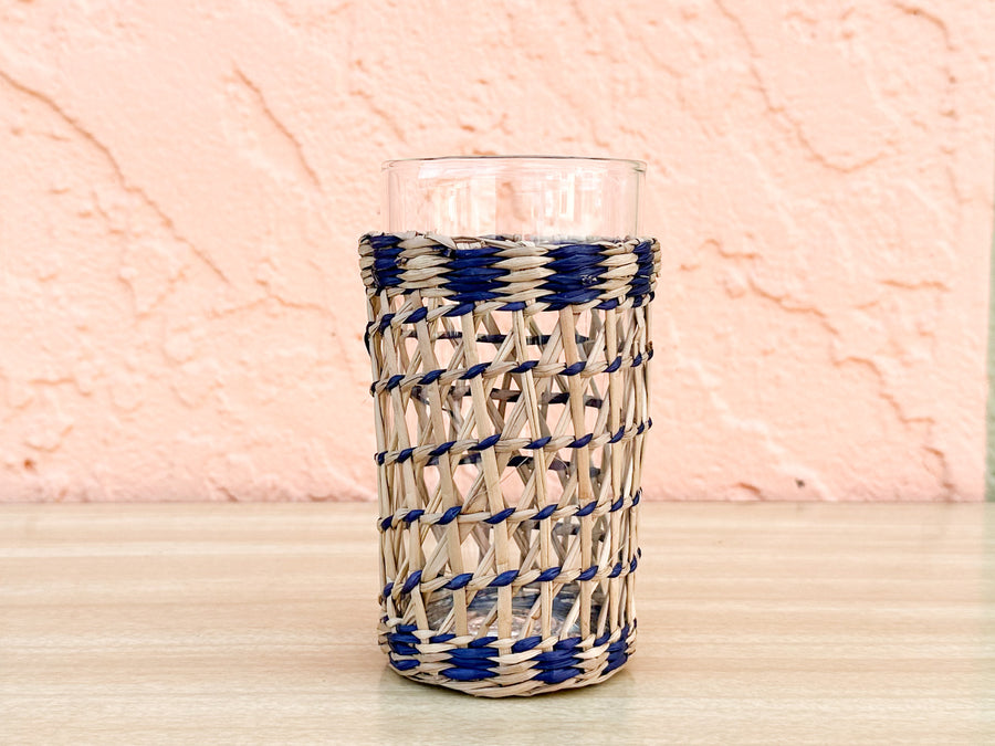Set of Eight Amanda Lindroth Raffia Wrapped Glass Ware