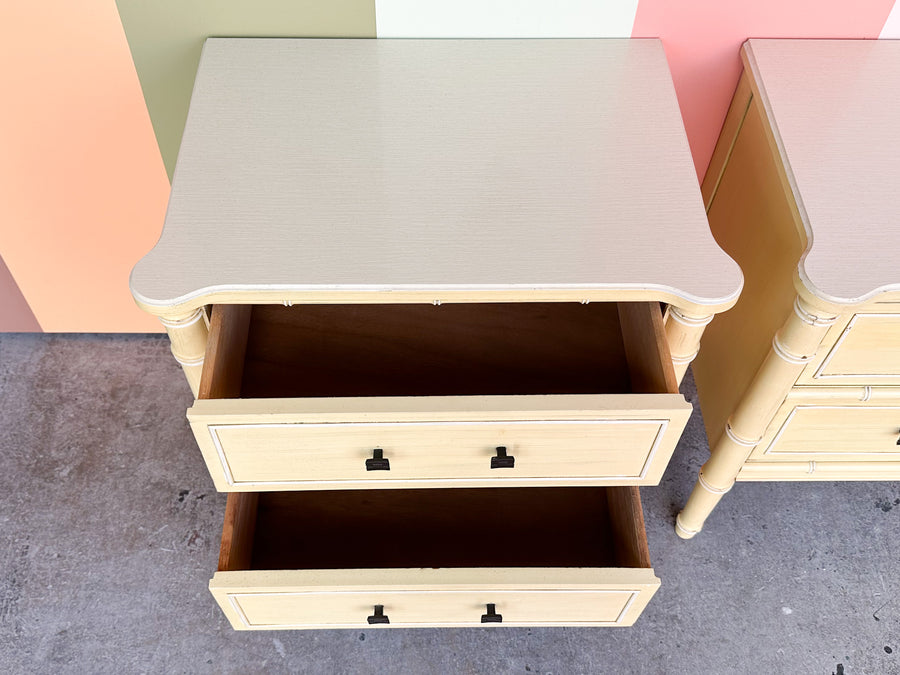 Pair of Henry Link Faux Bamboo Nightstands