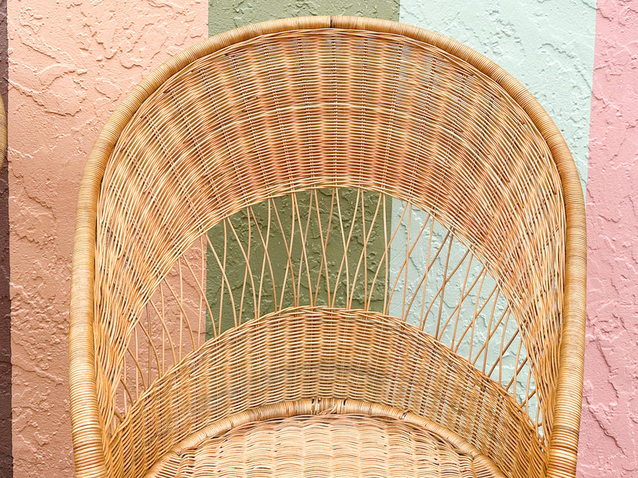 Pair of High Back Rattan Wrapped Chairs