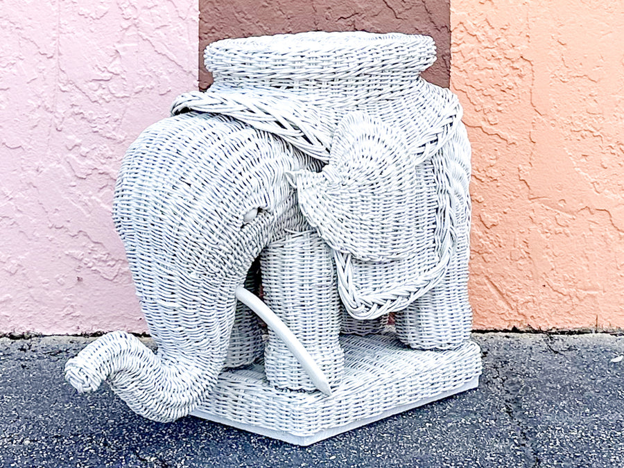 Wicker Elephant Garden Seat