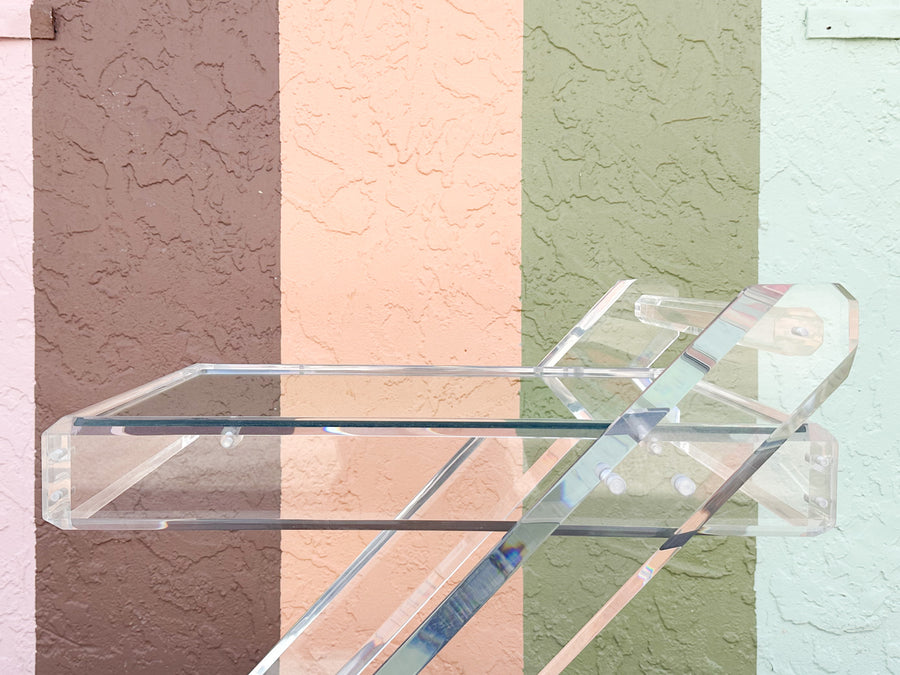 Fab MCM Mirrored Lucite Bar Cart