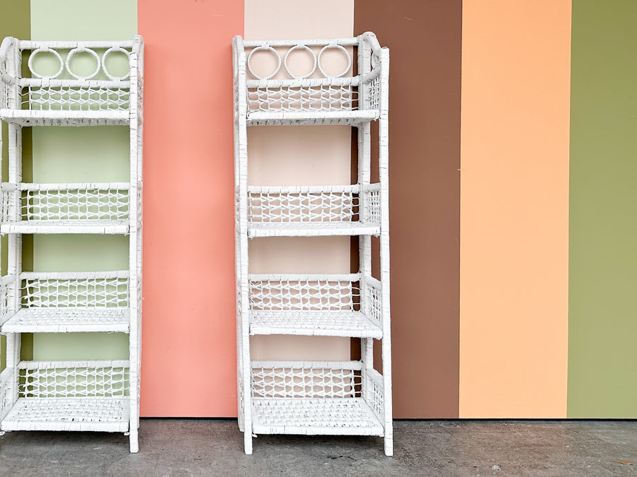 Pair of Sweet Wicker Etageres