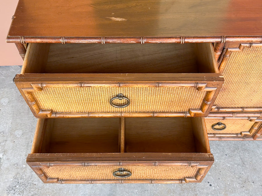 Handsome Drexel Faux Bamboo Credenza
