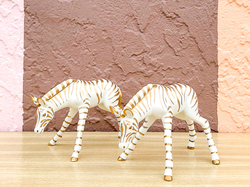 Pair of Gold Lenox Zebras