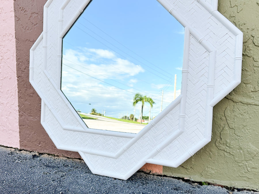 Faux Bamboo Octagon Mirror
