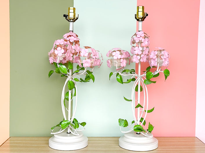 Pair of Lilac Tole Lamps
