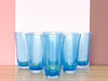 Set of Six Turquoise Bubble Glassware