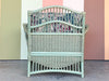 Seafoam Green Ficks Reed Rattan Lounge Chair and Ottoman