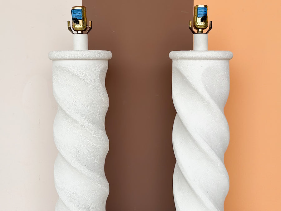 Pair of 80s Chic Plaster Swirl Lamps