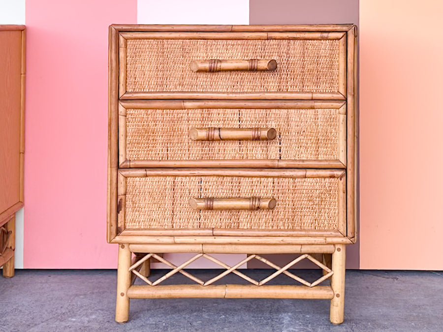 Pair of Island Style Rattan Nightstands